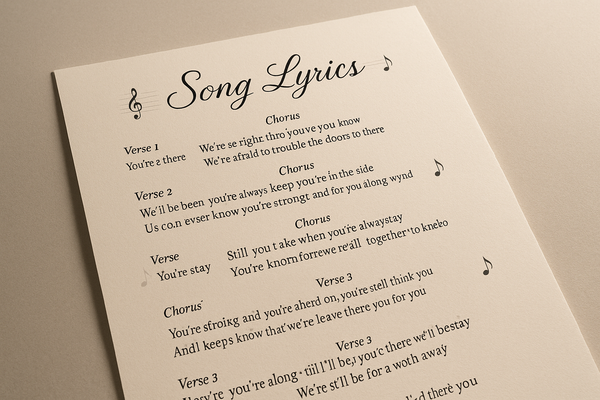 kreiere ein produkt image für Lyrics PDF mit Songtext als Add-On für einen customized song